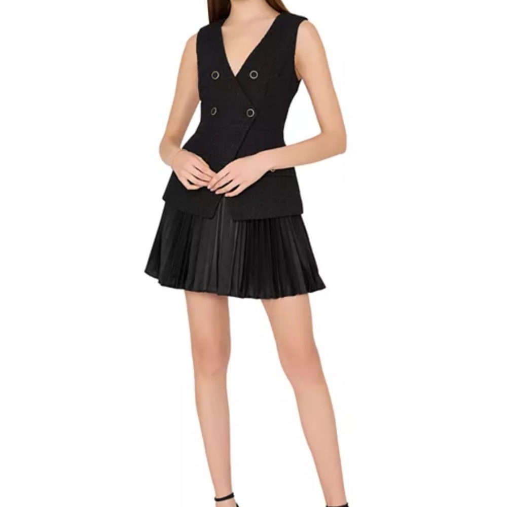 NWT Milly Bouclé Mixed Media Minidress in black size 8